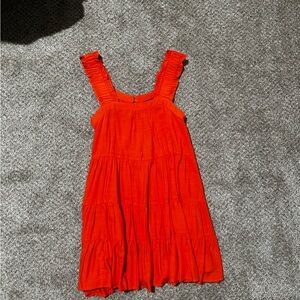 Orange Tiered Flowy Mini Dress